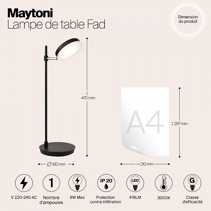 Настольная лампа Maytoni MOD070TL-L8B3K